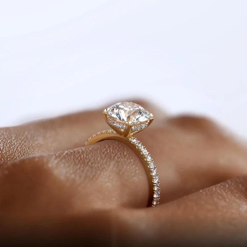 Amazing 925 Sterling Silver GRA Certified VVS1 D Color Moissanite Solitaire Wedding Engagement Fine Rings for Women