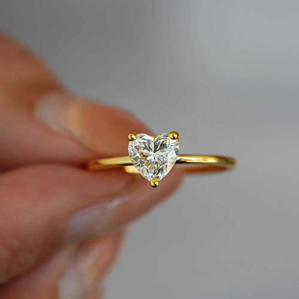 Terrific 1Carat Princess Cut Moissanite Solitaire Diamond Rings Silver 18K Gold Plated Wedding Engagement Jewellery