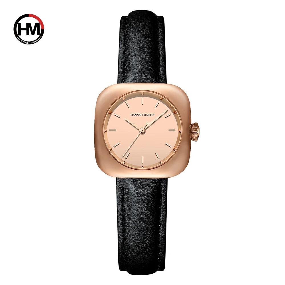 Elegant Minimalist Rose Gold Plated Elliptic Women's Watches,  Square Japanese Movement Casual Fashion Wristwatches