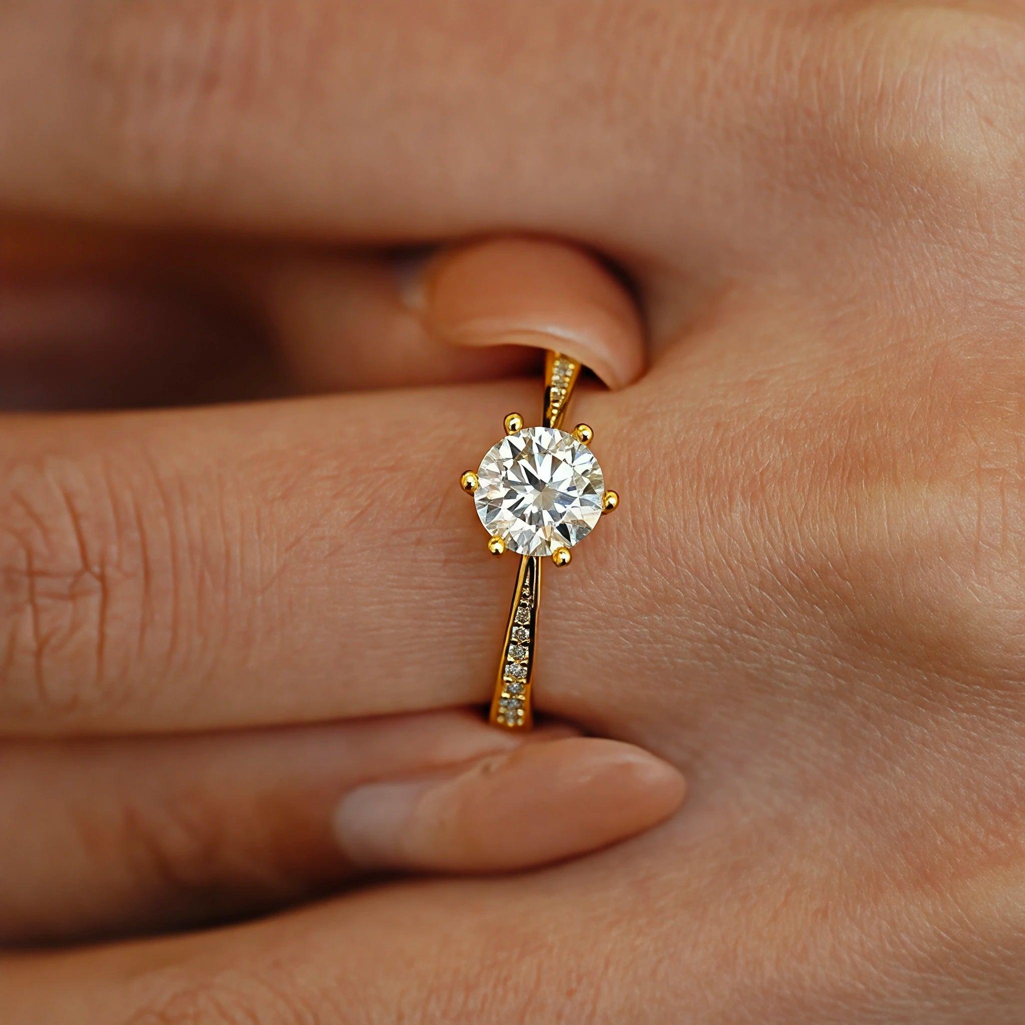 GRA Certified 6.5mm Moissanite Diamond Solitaire Ring 18K Gold Plated Silver 6 Claws Wedding Fine Jewellery Ring