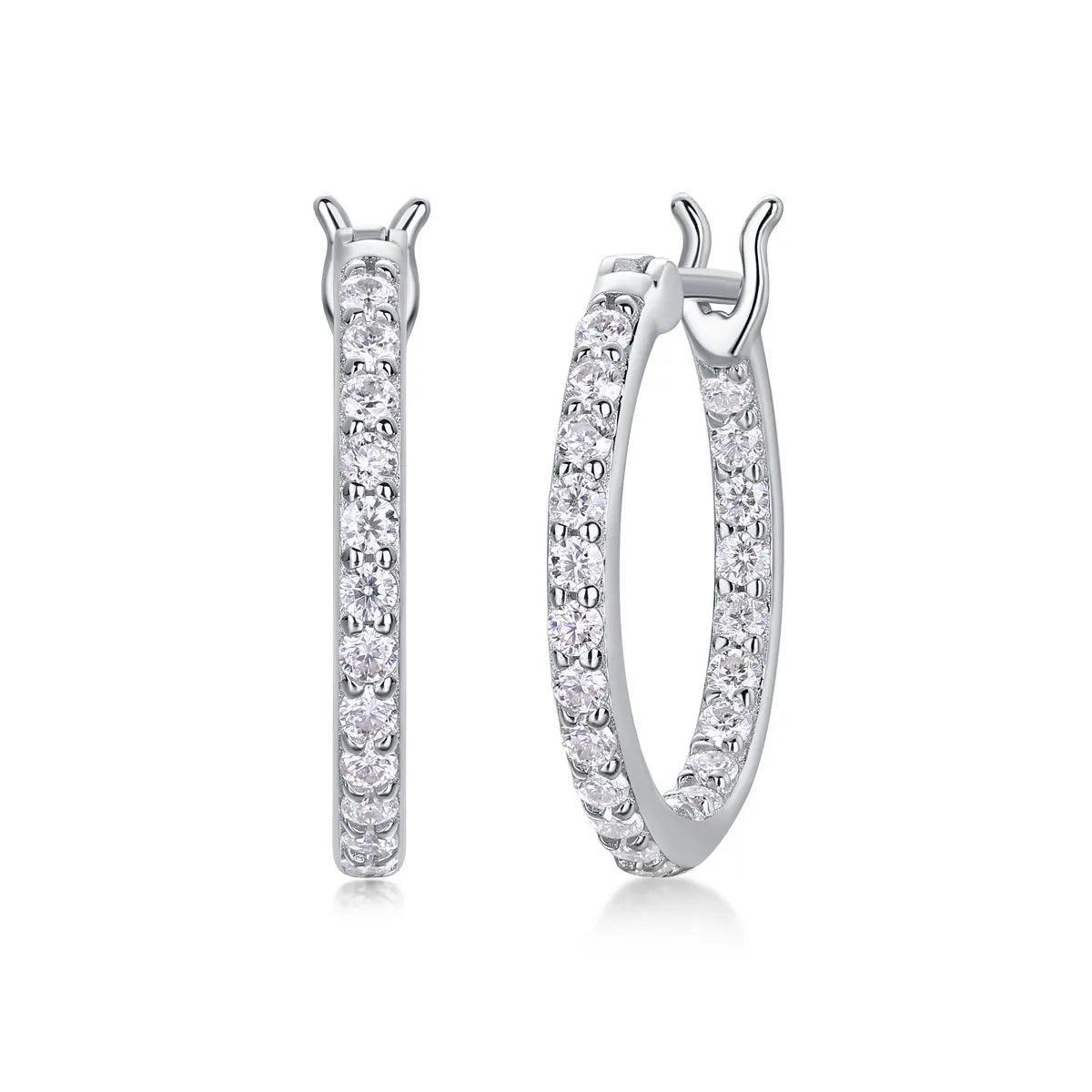 Excellent 18KGP D Colour VVS1 Moissanite Diamonds Hoop Earrings, Sparkling Silver Wedding Fine Jewellery - The Jewellery Supermarket