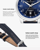 New Maserati Watch Men's Dial Simple Quartz Classic Business Blue Leather Strap Three-eye Timing waterproof  Watch
