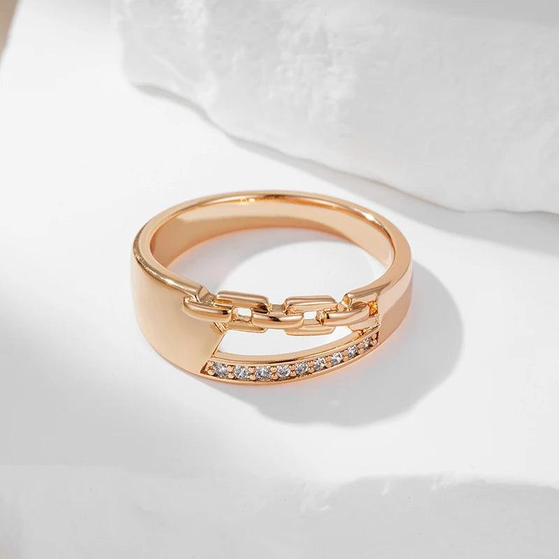 Unique 14K Filled Rose Gold Cross Big Rings with Fashion Sparkling AAA Zircon Diamonds Modern Party Daily Jewellery