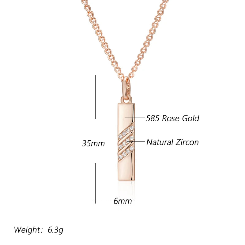 Excellent Rectangular Shape Filled 14K Rose Gold AAA Zircon Diamonds Necklace - Fashion High Quality Jewellery