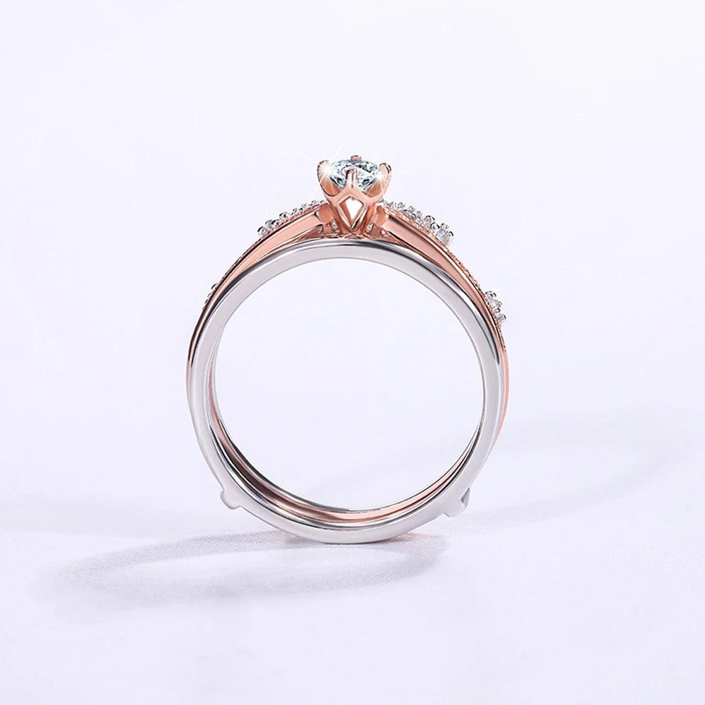 Dazzling VVS1 D Colour 0.3CT Moissanite Diamonds Engagement Wedding Crown Rings - 925 Silver GRA Certified Jewellery