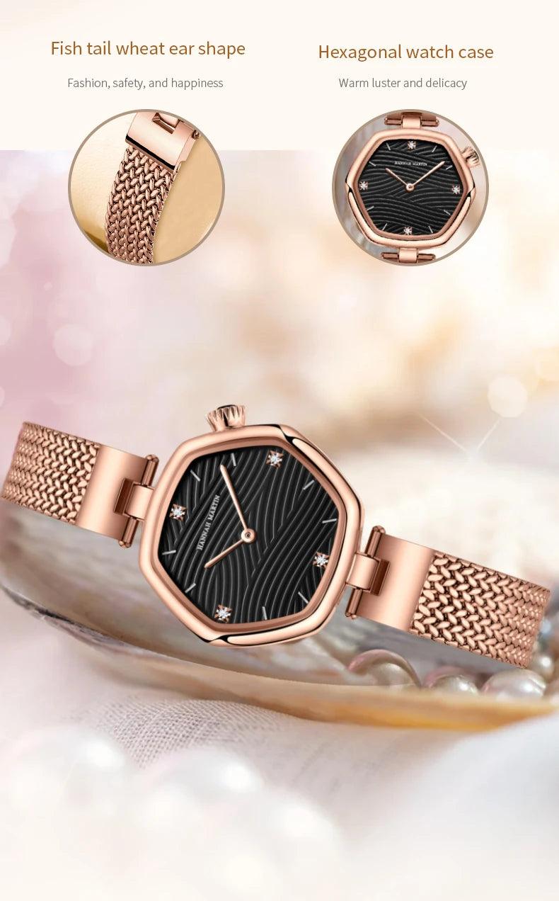 Luxury Elegant Brand Original Quartz Ladie's Watch Fashion Geometric Stainless Steel Mesh Belt Sports Watches
