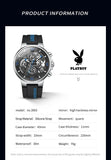 PLAYBOY Fashion Top Brand Luxury Silicone Sport Watch Quartz Date Waterproof Wristwatch Chronograph Mens Watches
