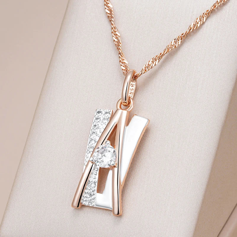 Luxury Personality 14K Filled Rose Gold AAA White Zircon Diamonds Gold and Silver Colour Necklace Fine Jewellery