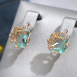Gorgeous Big Square 14K Rolled Rose Gold Multicolour AAA Zircon Crystals Drop Earrings - Fashion Zircon Jewellery