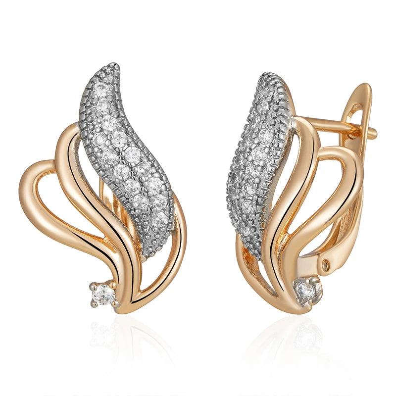 Attractive Full Paved Shiny 14K Rolled Rose Gold AAA Zircon Diamonds Drop Earrings - Luxury Party Fine Jewellery