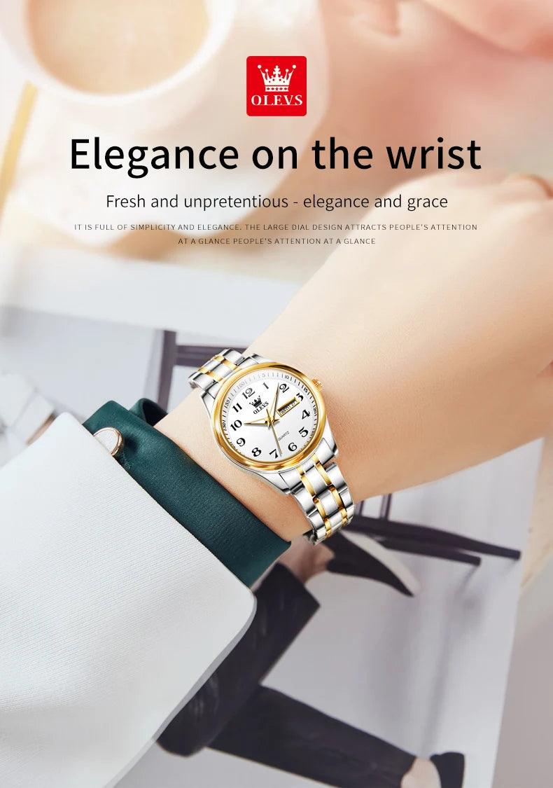 New Original Luxury Brand Stainless Steel Waterproof Quartz Women's Watches- Elegant Date Gift for Ladies