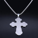 Christian Orthodox Cross Necklace Stainless Steel Jesus Religious Prayer Russian Chain Necklaces - The Jewellery Supermarket