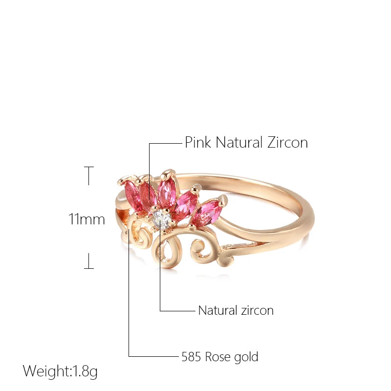 New Fashion 14K Filled Rose Gold Hollow Flower Pink Natural AAA Zircon Crystals - Ethnic Bridal Vintage Jewellery