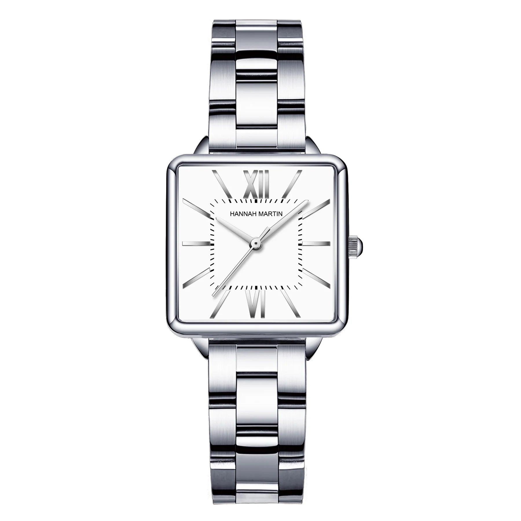 Elegant Green Dial Roman Square Ladies Rose Gold Plated Case Watches Quartz Stainless Steel Fashion Wristwatches