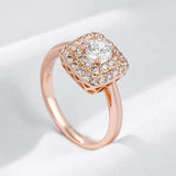 Fabulous 14K Rolled Rose Gold Square Trend Shiny AAA Zircon Diamonds Rings for Women - Daily Fine Jewellery