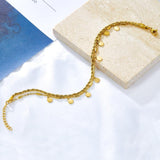 Double Layer Coin Disc Pendant Anklets - Gold Colour Stainless Steel Anti-allergic Rope Chain Jewellery - The Jewellery Supermarket