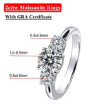 Awesome 2/4ct D Colour Moissanite Diamonds Row Rings Sparkling S925 Silver 18KGP Wedding Engagement Bridal Jewellery
