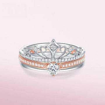 Dazzling VVS1 D Colour 0.3CT Moissanite Diamonds Engagement Wedding Crown Rings - 925 Silver GRA Certified Jewellery