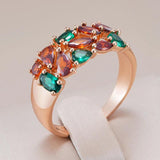 Hot Shiny AAA Zircon Crystals Trendy Rolled 14K Rose Gold Rings For Women Daily Fine Jewellery Best Crystal Gift
