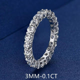 Luxury 3mm 0.1CT 5mm 0.5CT Moissanite Diamonds Eternity Rings - Silver Wedding Engagement Fine Jewellery - The Jewellery Supermarket