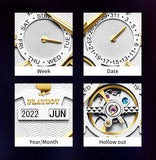 PLAYBOY Luxury Top Brand Fashion Automatic Mechanical Stainless Steel Waterproof Business Men's Watches for Men