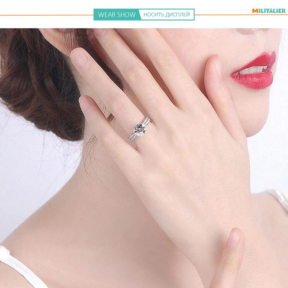 1/2/3ct Moissanite D VVS1 Lab Diamond 925 Sterling Silver Engagement Wedding for Women Rings with GRA Fine Jewellery