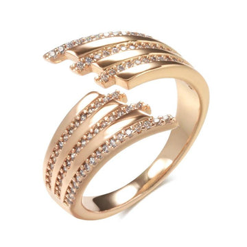 Dazzling 14K Rolled Rose Gold Micro Wax Inlay AAA Zircon Diamonds Daily Fine Open Ring for Women, Fine Jewellery