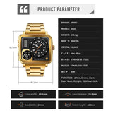 Trendsetter Casual 2 Display Chrono Hipster Waterproof Steel Bracelet Back Light Analog Digital Sport Watches - The Jewellery Supermarket