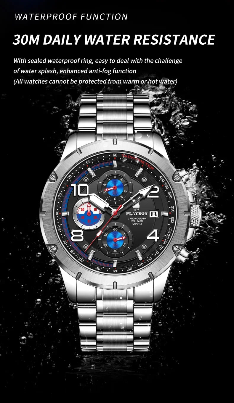 PLAYBOY High Quality Multifunction Best Selling Original Luxury Waterproof Fashion Business Quartz Wrist Watches