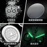 PLAYBOY Top Brand Fashion Watch for Men Leather Strap  High Quality Casual Waterproof Luxury Quartz Men's Watches