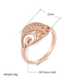 Latest Fashion Glossy 14K Rolled Rose Gold Unusual Hollow Flower Ethnic Design Jewellery Daily Ring For Women