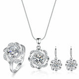 Sparkling Gra Certified Three-piece 1.0 Carat Moissanite Diamonds ring pendant necklace earrings Fine Jewellery Set - The Jewellery Supermarket