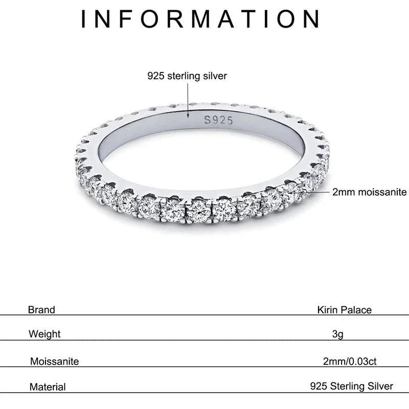 Alluring 2mm D Color Moissanite Diamonds Wedding Engagement Eternity Rings - 925 Sterling Silver Rings For Women - The Jewellery Supermarket