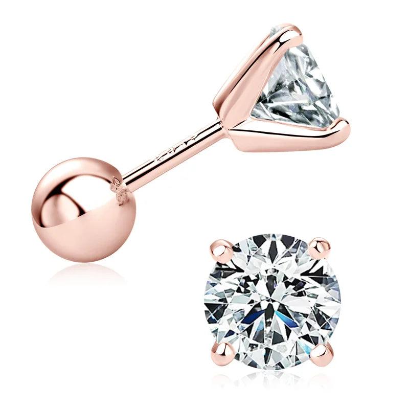 New Sparkling 1CT 6.5mm Moissanite Diamonds Screw Back Earrings for Women/Men - Sterling Silver Fine Jewellery - The Jewellery Supermarket
