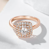 Fabulous 14K Rolled Rose Gold Square Trend Shiny AAA Zircon Diamonds Rings for Women - Daily Fine Jewellery