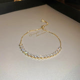 Crystal Charm Bracelets for Women - Gold Colour Beaded Chain Double Layered Adjustable Bracelets Jewellery - The Jewellery Supermarket