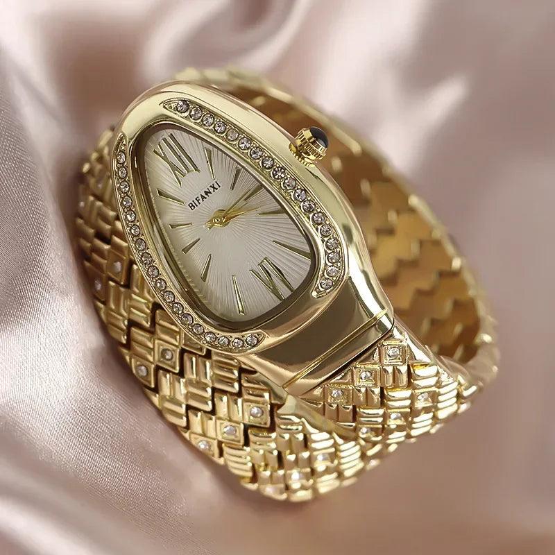 Luxury Snake Watches for Women  Top Brand Stainless Steel Creative Quartz Fashion Lady Dress Jewellery Wristwatches