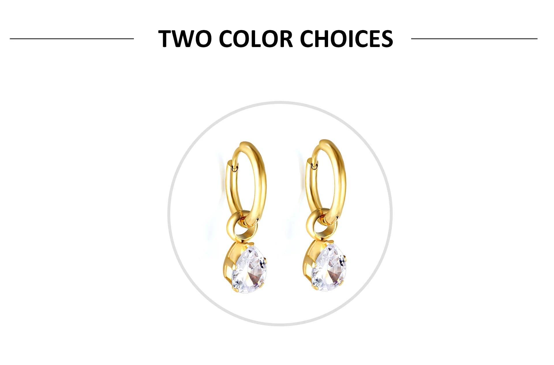 New Exquisite Stainless Steel White Cubic Zirconia Crystals Hoop Waterdrop Star Heart Round Earrings For Women and Girls - The Jewellery Supermarket