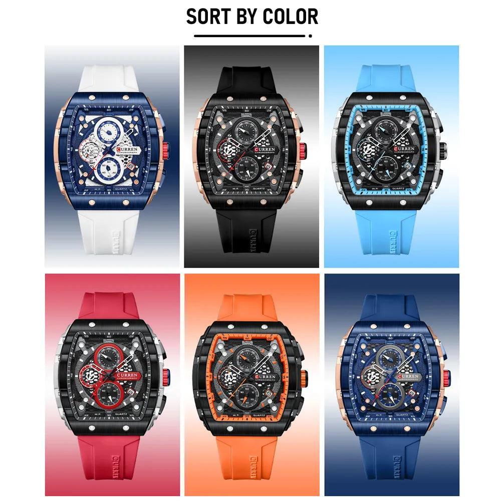 Top Brand Luxury Square Quartz Men's Watches - Waterproof Luminous Chronograph Watches for Men - The Jewellery Supermarket