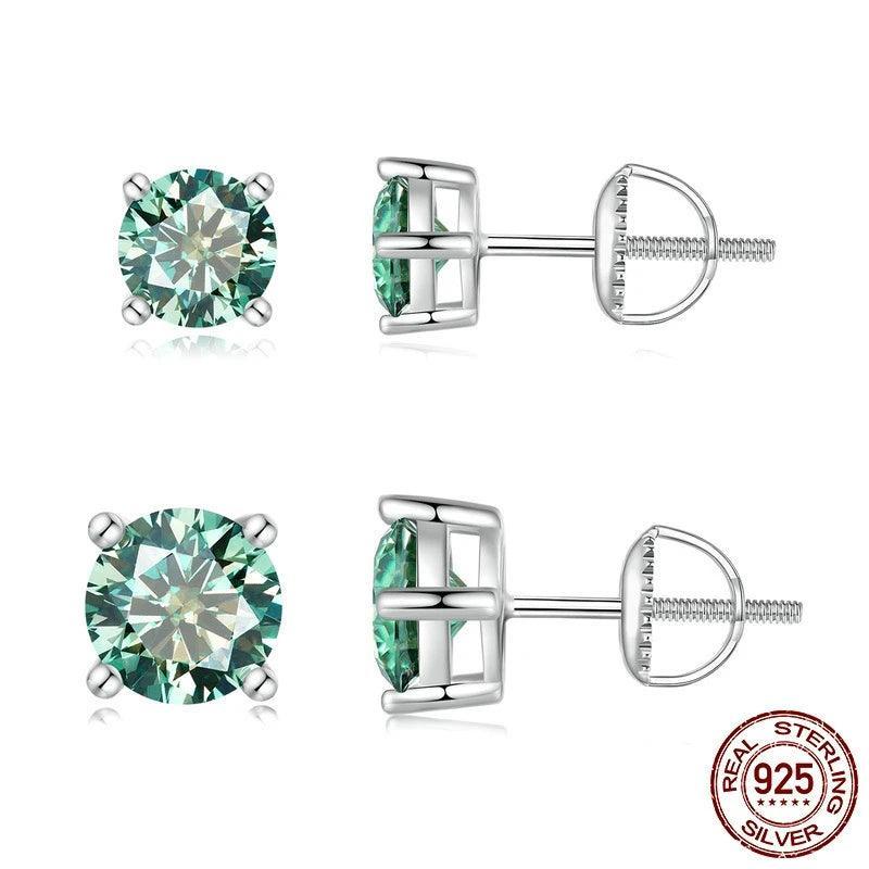Splendid D Colour VVS1 0.5ct 1ct 2ct Moissanite Diamonds Screw Back Four Claws Earrings Silver Fine Jewellery - The Jewellery Supermarket