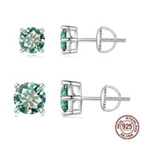 Splendid D Colour VVS1 0.5ct 1ct 2ct Moissanite Diamonds Screw Back Four Claws Earrings Silver Fine Jewellery - The Jewellery Supermarket