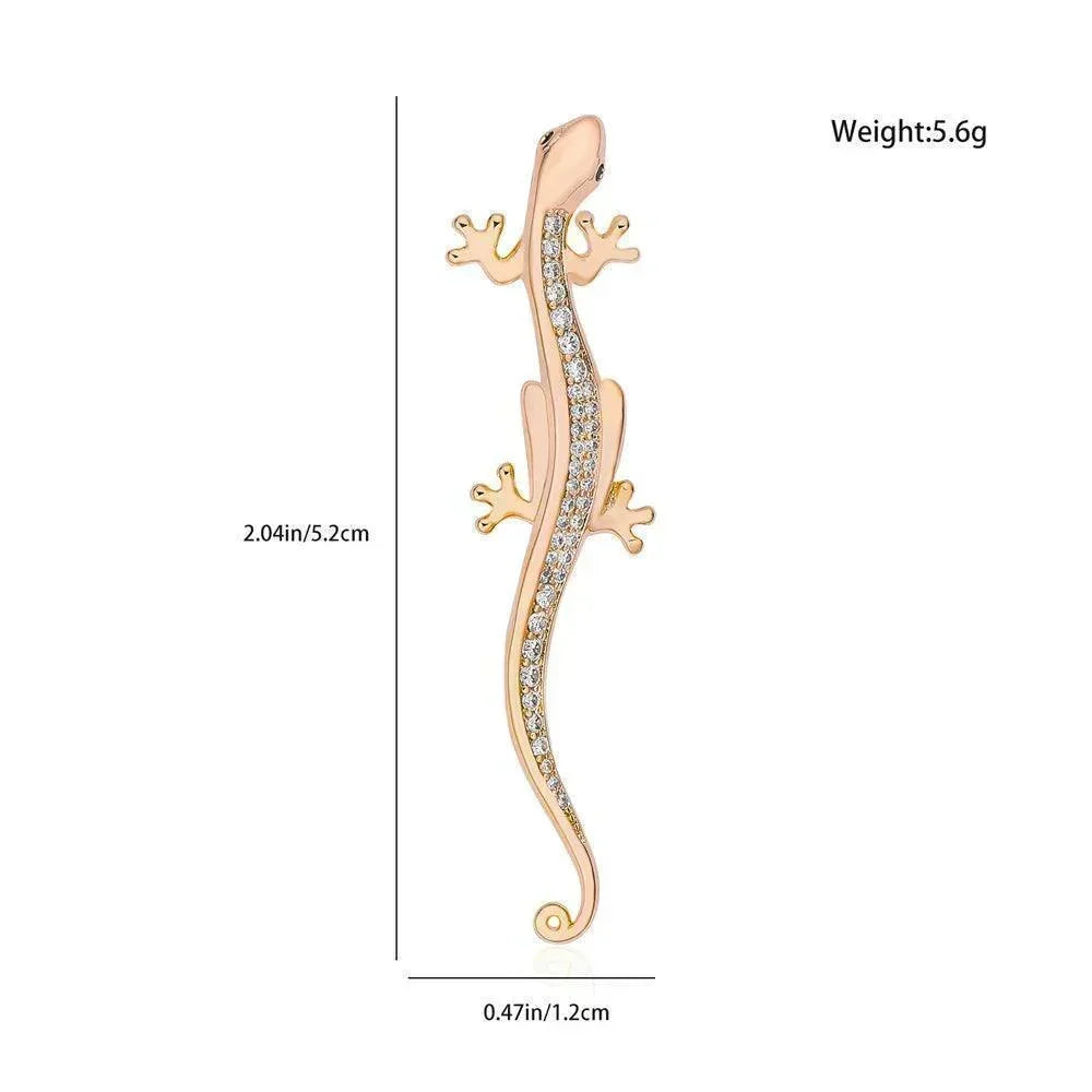 New Luxurious 14K Rolled Rose Gold Lizard Drop Personality Earrings Gothic Inlaid AAA CZ Crystals - Cute Jewellery