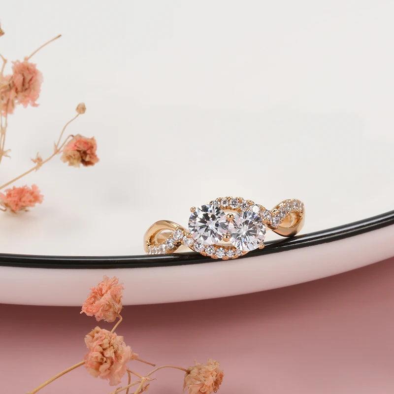 Superb Rolled 14K Rose Gold Micro-wax Inlay AAA Zircon Diamonds Ring High Quality Fine Jewellery