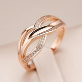 New Unique Creative Rolled 14K Rose Gold Micro-wax Inlay AAA Zircon Diamond Geometry Cross Rings - Modern Jewelry