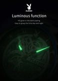 PLAYBOY Brand Skeleton Multifunction Automatic Mechanical Original Stainless Steel Fashion Luxury Watches for Men