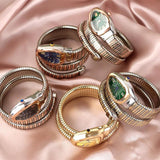 Latest Fashion Snake Design Luxury Gold Colour Stainless Steel Quartz Watches for Women Waterproof Elegant Jewellery