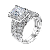 Amazing Marquise or Emerald Cut AAAAA Quality High Carbon Lab Created Diamond Luxury Ring Sets for Women