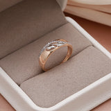Superb 14K Filled Rose Gold And Silver Two Color AAA Zircon Diamonds Setting Fashion Slim Design Luxury Rings