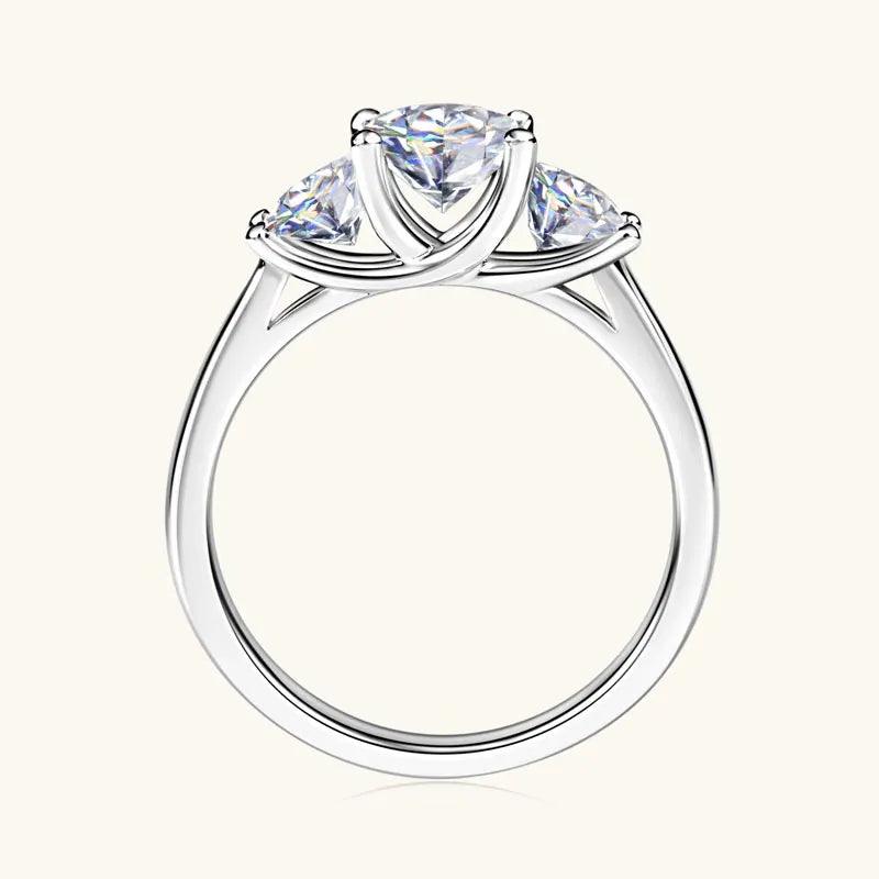 Amazing Round Cut Three Stone D Colour VVS1 Moissanite Engagement Wedding Rings - Sterling Silver Fine Jewellery