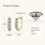 Superb 14KGP 3mm D VVS1 Moissanite Diamonds U-shaped Hoops Geometric Earrings, Silver Engagement Fine Jewellery - The Jewellery Supermarket